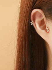 14K Gold Unbalanced Star Cubic Cartilage Earring 20G18G16G