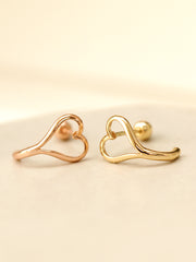14K Gold Heart Point Half Hoop Cartilage Earring 20G18G16G