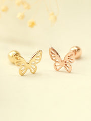 14K Gold Point Butterfly Cartilage Earring 20G18G16G