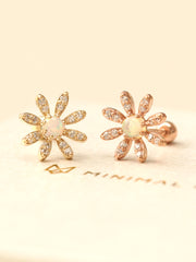 14K Gold Opal Turquoise Daisy Cartilage Earring 20G18G16G