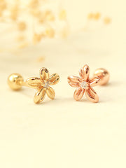14K Gold Mini Cubic Flower Cartilage Piercing Earring_M 20G18G16G