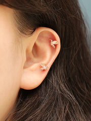 14K Gold Bird Cartilage Earring 18G16G