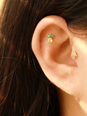 14K Gold Tropical Fruit Cubic Cartilage Earring 20G