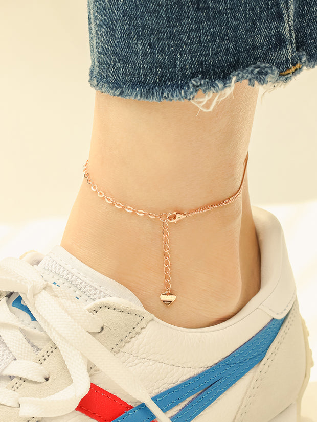 14K 18K Point Stat and Crescent Chain Anklet