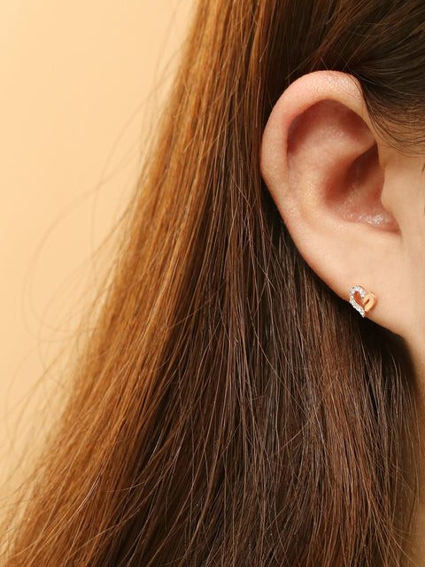 14K Gold Heart Half Cubic Cartilage Earring 20G18G16G