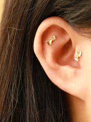 14K Gold Delicate Butterfly Cartilage Earring 20G