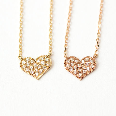 14K 18K Gold Flat Cubic Heart Necklace