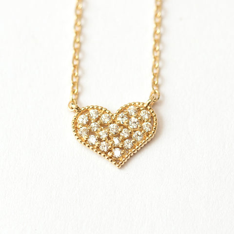 14K 18K Gold Flat Cubic Heart Necklace