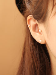 14K Gold Simple 4 Prongs Fresh Water Pearl Piercing Earring 20G18G16G