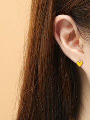 14K 18K Gold Enamel Heart Cartilage Hoop Earring