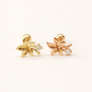 14K Gold Maple Mini Cubic Cartilage Piercing Earring 20G18G16G