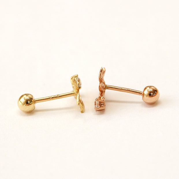 14K Gold Maple Mini Cubic Cartilage Piercing Earring 20G18G16G