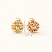 14K Gold Cubic Ball Round Cartilage Earring 20G18G16G