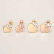14K Gold Crown Cubic Heart Cartilage Earring 20G18G16G