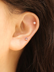 14K Gold Crown Rose cut Cubic Cartilage Earring 20G18G16G