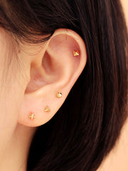 14K Gold Tiny Pyramid Stud Earring