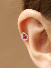 14K Gold Antique Tear Drop Cubic Cartilage Earring 18G16G