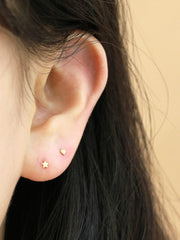 14K Gold Tiny Heart&Moon&Star Stud Earring