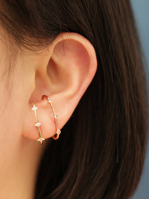 14K gold Crystal Point Ear Cuff earring 20g