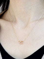 14K 18K gold Love Two Ring Necklace