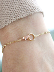 14K 18K gold Love Two Ring bracelet