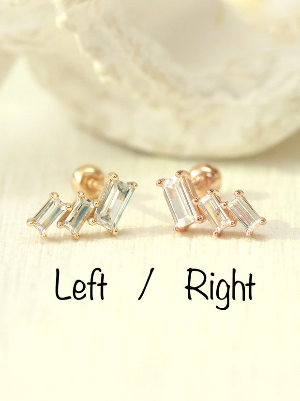 14K Gold Ice Cubic Cartilage Earring 20G18G