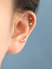 14K Gold Five Rough Dia Cartilage Earring 20G18G