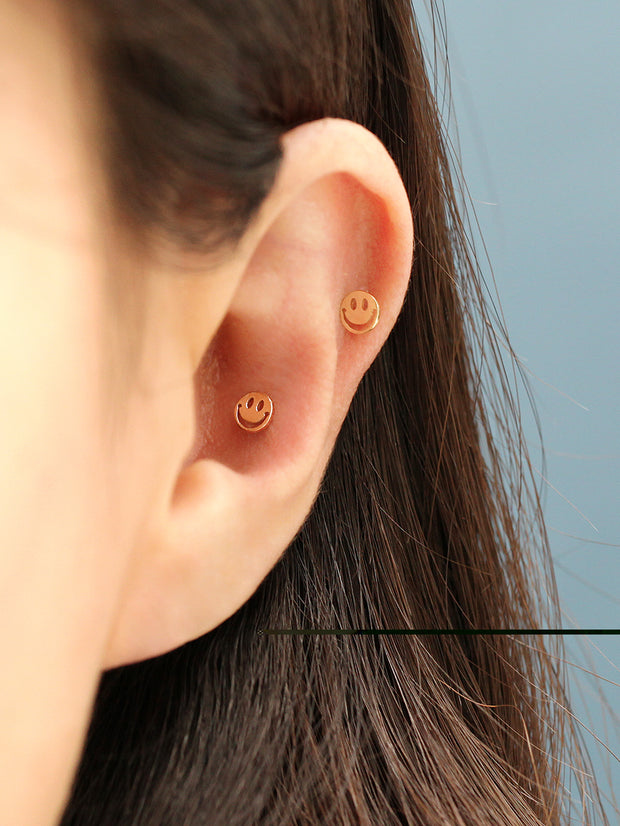 14K Gold Mini Smile Cartilage Earring 20G18G16G