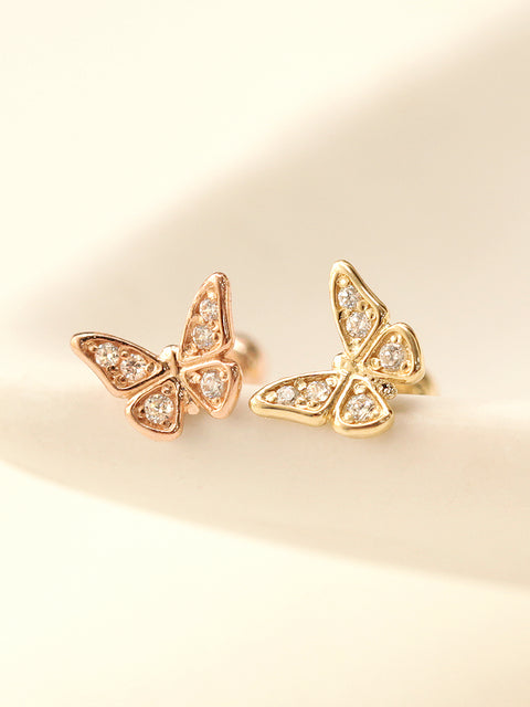 14K Gold Daily Butterfly Cubic Cartilage Earring 20G18G16G