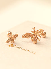 14K Gold Queen Baby Bee Cartilage Earring 20G18G16G
