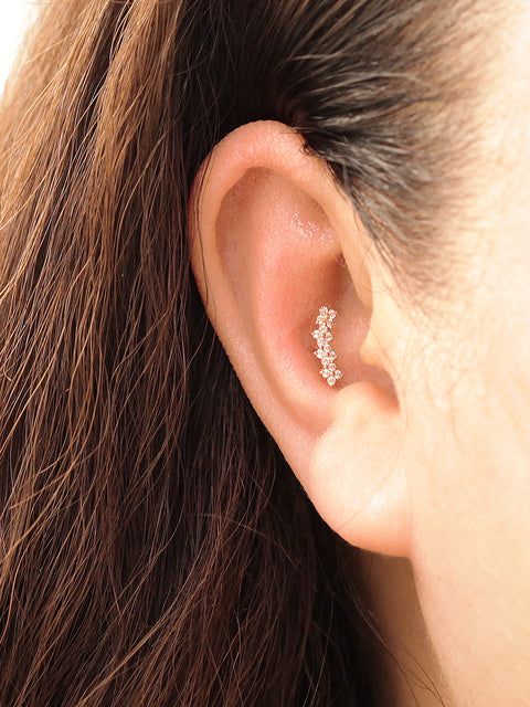 14K Gold Four Flower Cartilage Earring 20G18G16G
