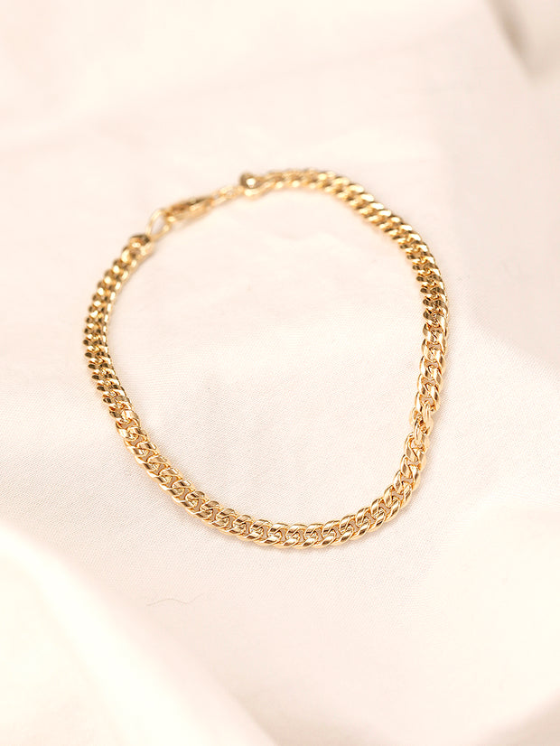 14K Gold Heart Chain Anklet Bracelet