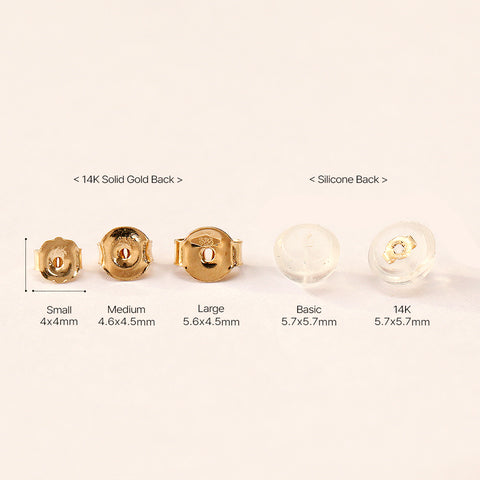 14K Gold Square Ball Stud Earring