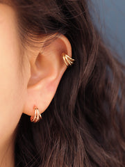 14K Gold 4 Line Cartilage Earring 20G