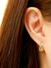 14K Gold Triple Lines Cartilage Hoop Earring