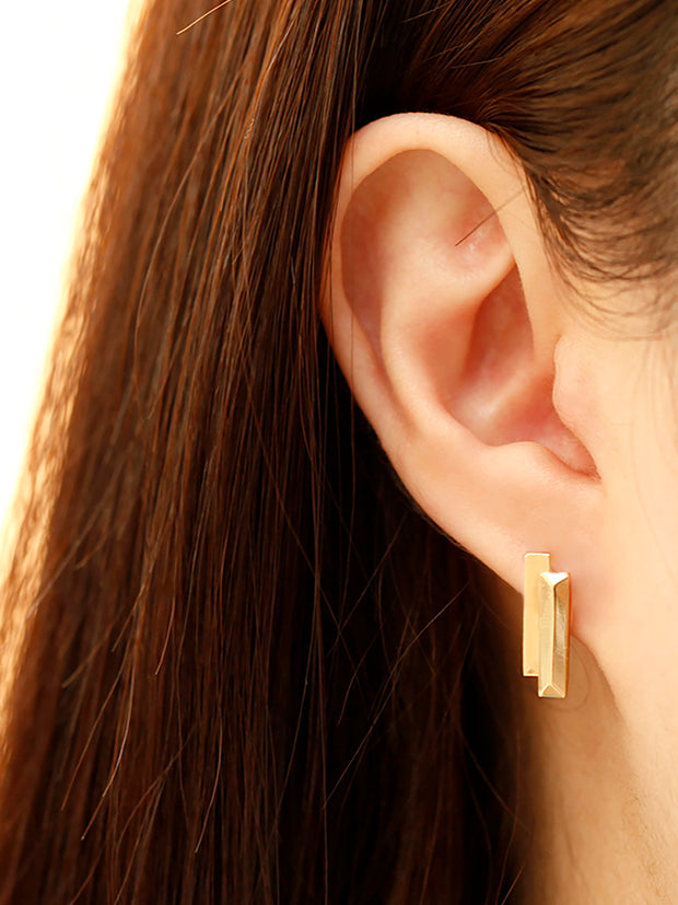 14K Gold Double Sticks Cartilage Hoop Earring