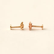 14K Gold Mini Cubic Rose Internally Threaded Labret Piercing 18G16G