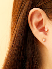 14K Gold Cubic Sunflower Cartilage Earring 20G18G16G