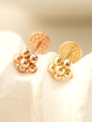 14K Gold Lovely Voluminous Flower Labret Piercing 18g16g
