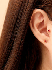 14K Gold Volume Cubic Star Cartilage Earring 20G18G16G