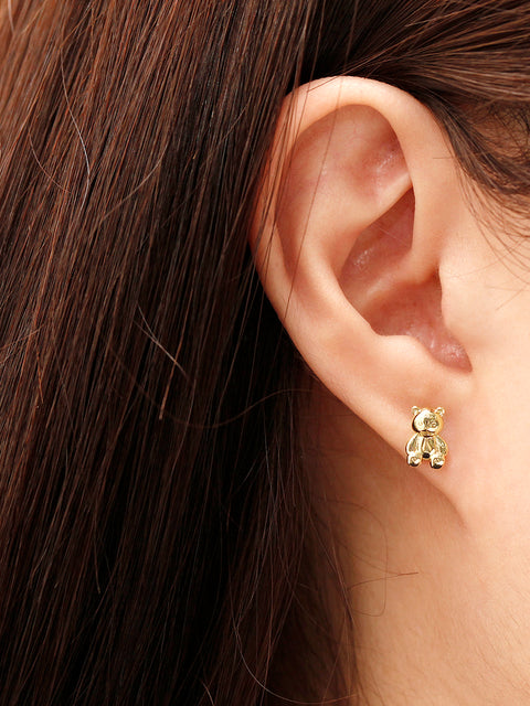 14K Gold Rabbit & Bear Cartilage Earring 18G16G