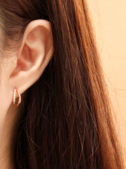 14K 18K Gold 2 Lines Unbalanced Cubic Cartilage Hoop Earring
