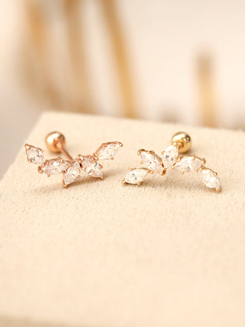 14K Gold Boat curved Cubic Cartilage Earring 20G18G16G
