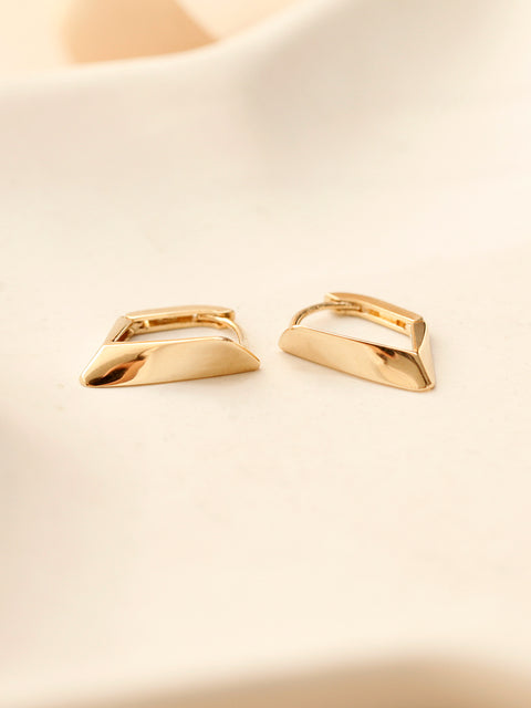 14K 18K Gold 3D Rhombus Cartilage Hoop Earring