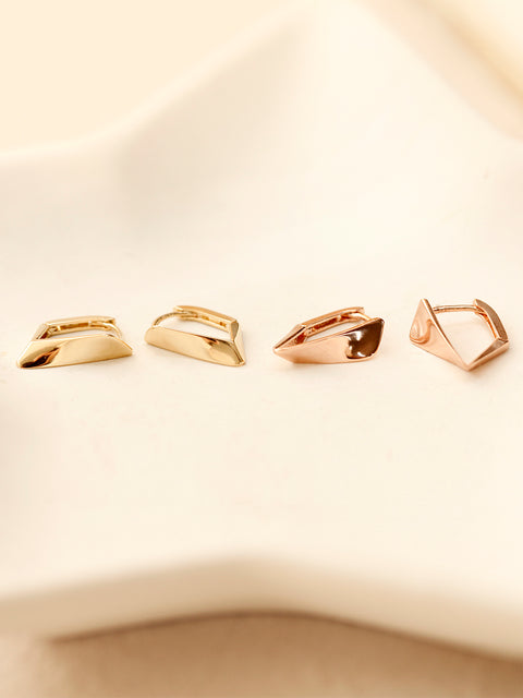 14K 18K Gold 3D Rhombus Cartilage Hoop Earring