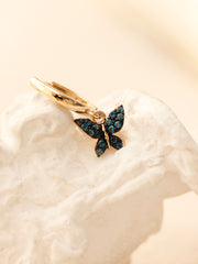 14K Gold Bling Cubic Butterfly Cartilage Hoop Earring