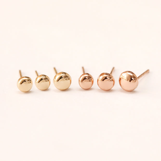 14K Gold Button Stud Earring