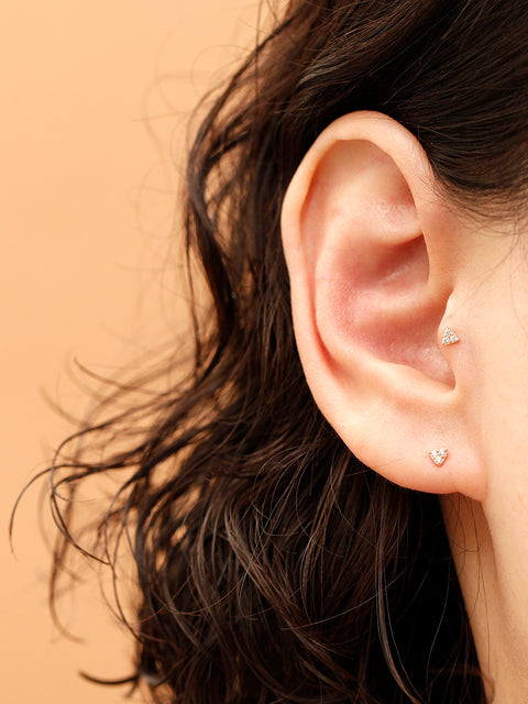 14K Gold Mini Triangle CZ Cartilage Earring 20G18G16G