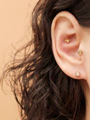 14K Gold Antique Rose-Cut CZ Cartilage Earring 20G18G16G