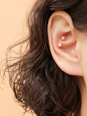 14K Gold Antique Rose-Cut CZ Cartilage Earring 20G18G16G